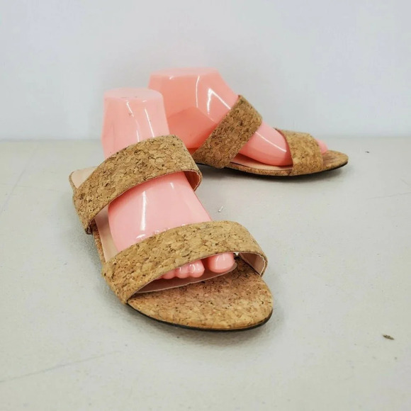 Lulu's Women's Decker Cork Slide‎ Peep Toe Sandals Size 10 - Picture 2 of 12